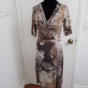 Elie Tahari Brown Silk Wrap Dress-size S/P